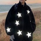 Star Pattern Fleece Zip-up Jacket