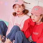 Strawberry Milk Extra Long-sleeve Lettering T-shirt
