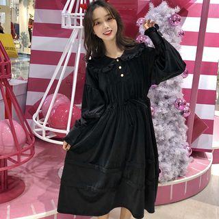 Long-sleeve Peter Pan Collar Velvet Dress