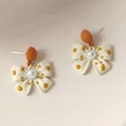 Polka Dot Bow Alloy Dangle Earring 1 Pair - C-142 - White - One Size