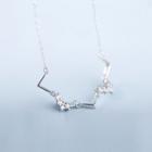 925 Sterling Silver Rhinestone Zigzag Necklace 1 Pc - Silver - One Size