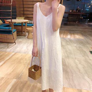 Twisted Spaghetti-strap A-line Midi Dress