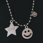 Smiley & Star Pendant Stainless Steel Necklace Silver - One Size