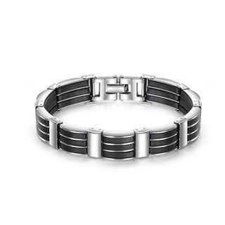 Fashion Personality Geometric Silicone 316l Stainless Steel Bracelet Silver - One Size