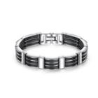 Fashion Personality Geometric Silicone 316l Stainless Steel Bracelet Silver - One Size