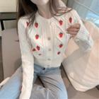 Fruit Jacquard Cardigan White - One Size