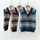 Set: Long-sleeve Shirt + Argyle Sweater Vest