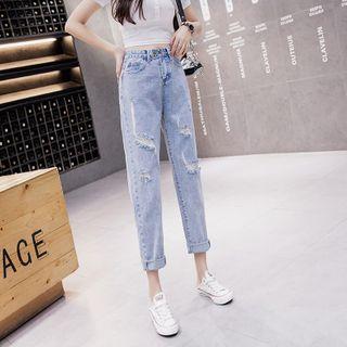 Ripped High-waist Harem Jeans