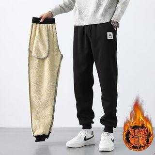 High-waist Applique Fleece Sweatpants (various Design)