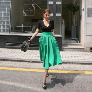 Lace-trim Slim-fit Ribbed Top