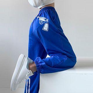 Gun Print High-waist Wide-leg Sweatpants