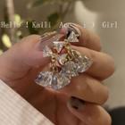 Bow Bell Drop Earring 1 Pair - Silver Stud - White - One Size