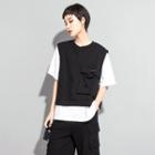 Mock Two-piece Short-sleeve Pocketed T-shirt