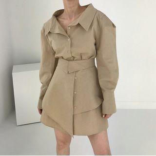 Set: Mini A-line Shirtdress + Asymmetrical Mini A-line Skirt