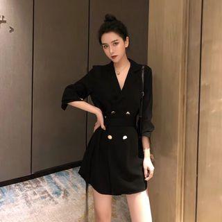 Double-breasted Belted Mini A-line Blazer Dress