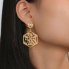Hexagon Ear Stud 1 Pair - Gold - One Size