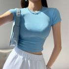 Stretched Short-sleeve Crop T-shirt In 6 Colors