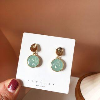 Resin Disc Dangle Earring 1 Pair - Light Blue - One Size