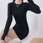 Long-sleeve Irregular Mini Bodycon Dress