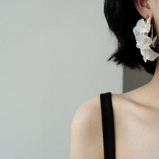 Flower Faux Crystal Mesh Dangle Earring