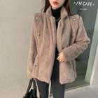 Fluffy Zip Jacket Light Brown - One Size