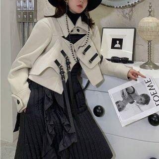 Buckle Strap Layered Cropped Jacket