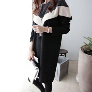 Contrast-trim Wool Blend Knit Dress