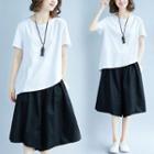 Set: Linen Short-sleeve Top + Skort