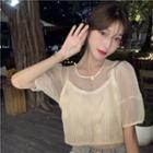 Short-sleeve Embroidered Blouse / Camisole Top