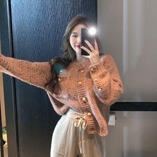 Melange Cardigan / Spaghetti Strap Top / Straight-fit Pants