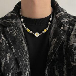 Flower Smiley Stainless Steel Necklace