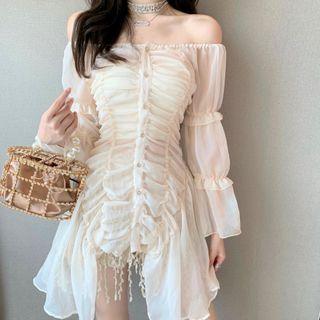 Tube Top / Off-shoulder Asymmetrical Blouse / Asymmetrical Shorts