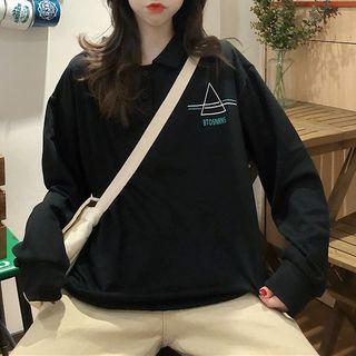 Long Sleeve Printed Polo Shirt