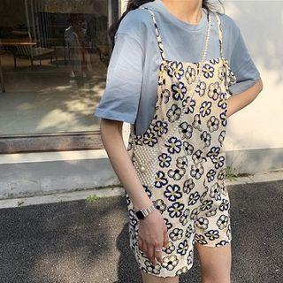 Flower Print Strap Jumper Shorts