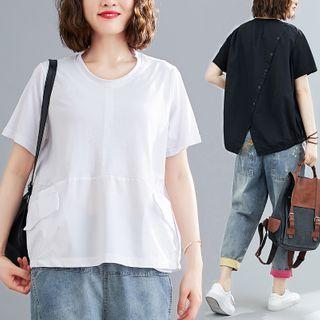 Short-sleeve Button Back Blouse