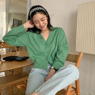 V-neck Color Knit Cardigan