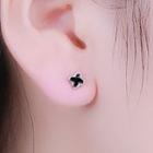 Clover 925 Sterling Silver Stud Earring Clover - Black - One Size