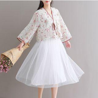 Floral Print Chiffon Open-front Jacket