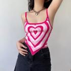 Color Block Heart Print Knit Camisole Top