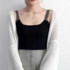 Lettering Strap Knit Camisole
