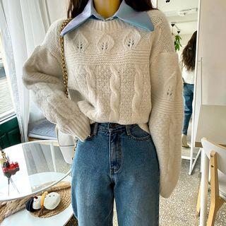 Loose-fit Pastel Cable-knit Sweater