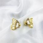 Butterfly Ear Jacket / Clip-on Earring 1 Pair - Silver Needle - Clip On Earring - Gold - One Size
