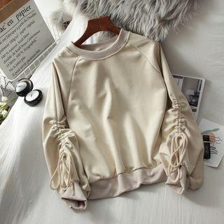 Round-neck Drawstring Lantern-sleeve Sweatshirt