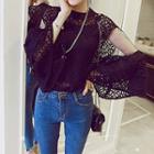 Bell-sleeve Lace Panel Top