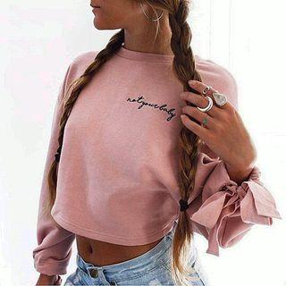 Letter Bow Long-sleeve Sweatshirt