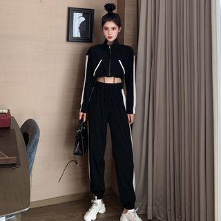 Two Tone Cropped Jacket / Pants