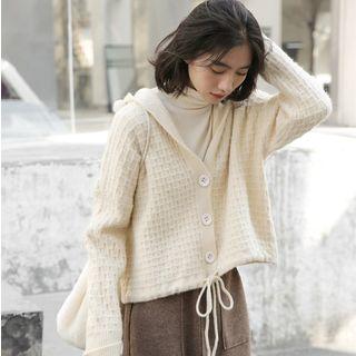 Hooded Knit Jacket Off-white - One Size