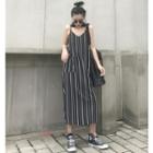 Sleeveless Loose-fit Striped A-line Dress