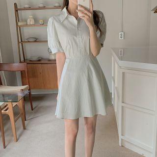 Short-sleeve Polo Collar Plain Dress