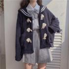 Faux Shearling Sailor Collar Toggle Jacket As Shown In Figure - One Size